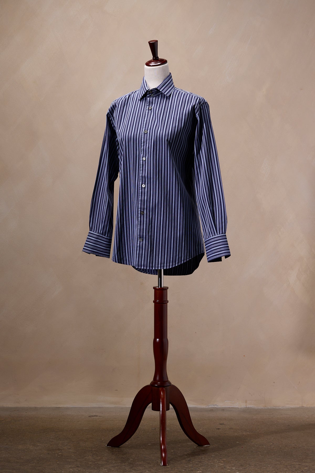 Banana Republic Navy & Blue Striped Cotton Dress Shirt