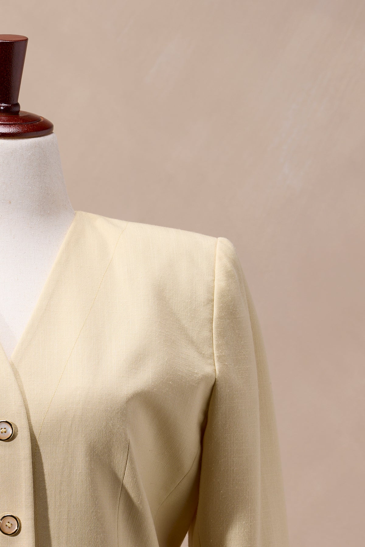 Pale Yellow Two-Piece Blazer & Pleated Skirt Set