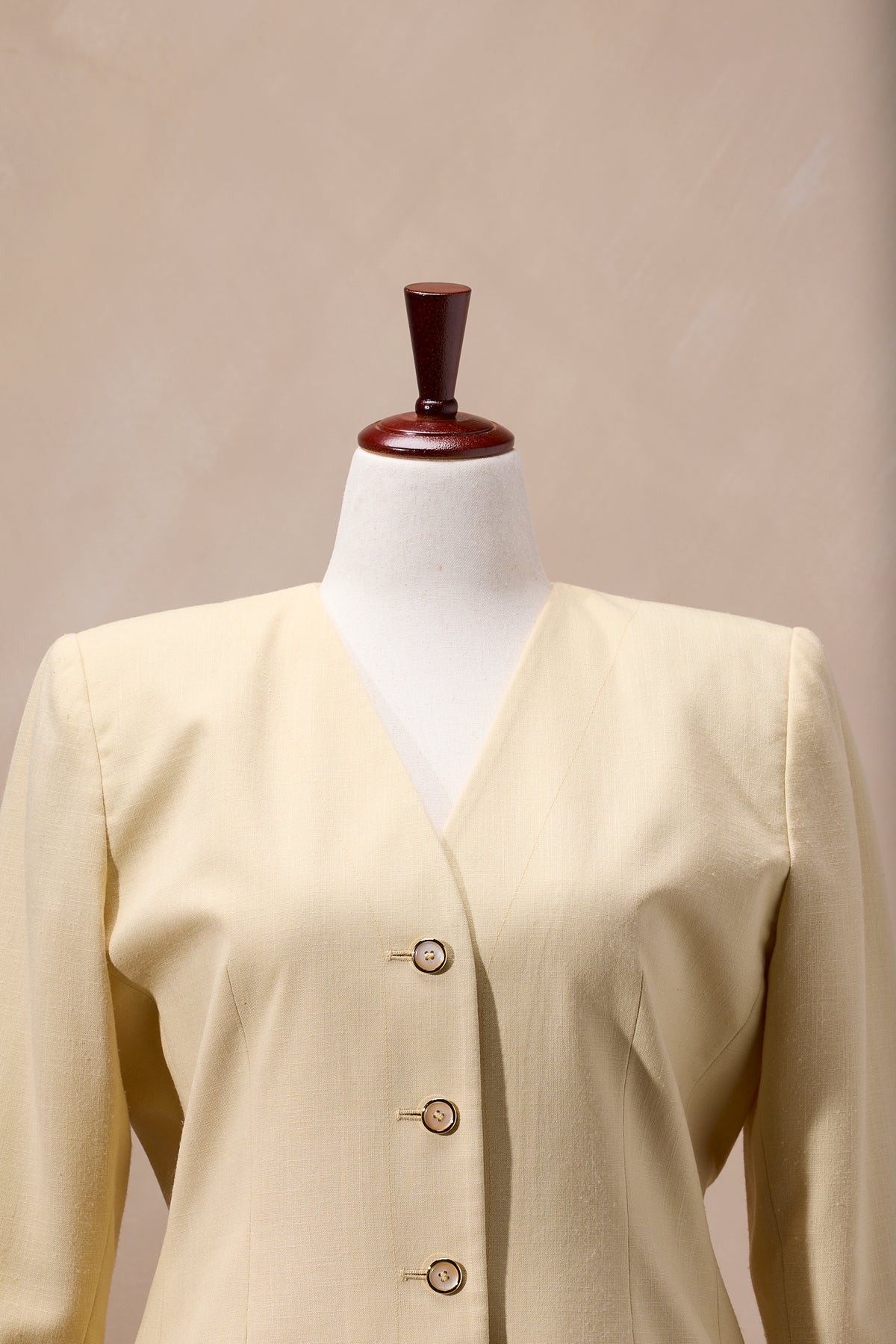 Pale Yellow Two-Piece Blazer & Pleated Skirt Set