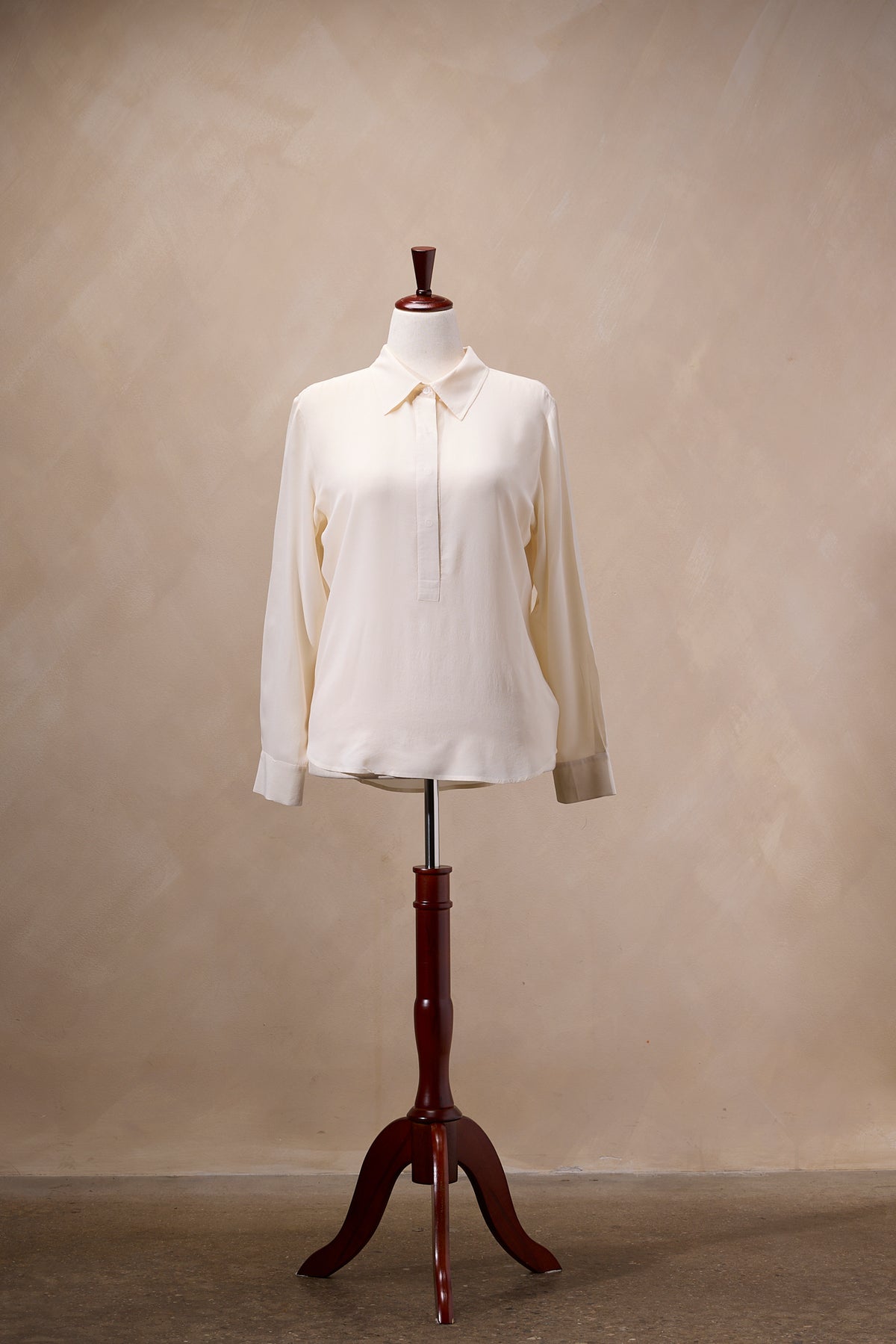 Kathy Ireland Cream Silk Button-Down Shirt