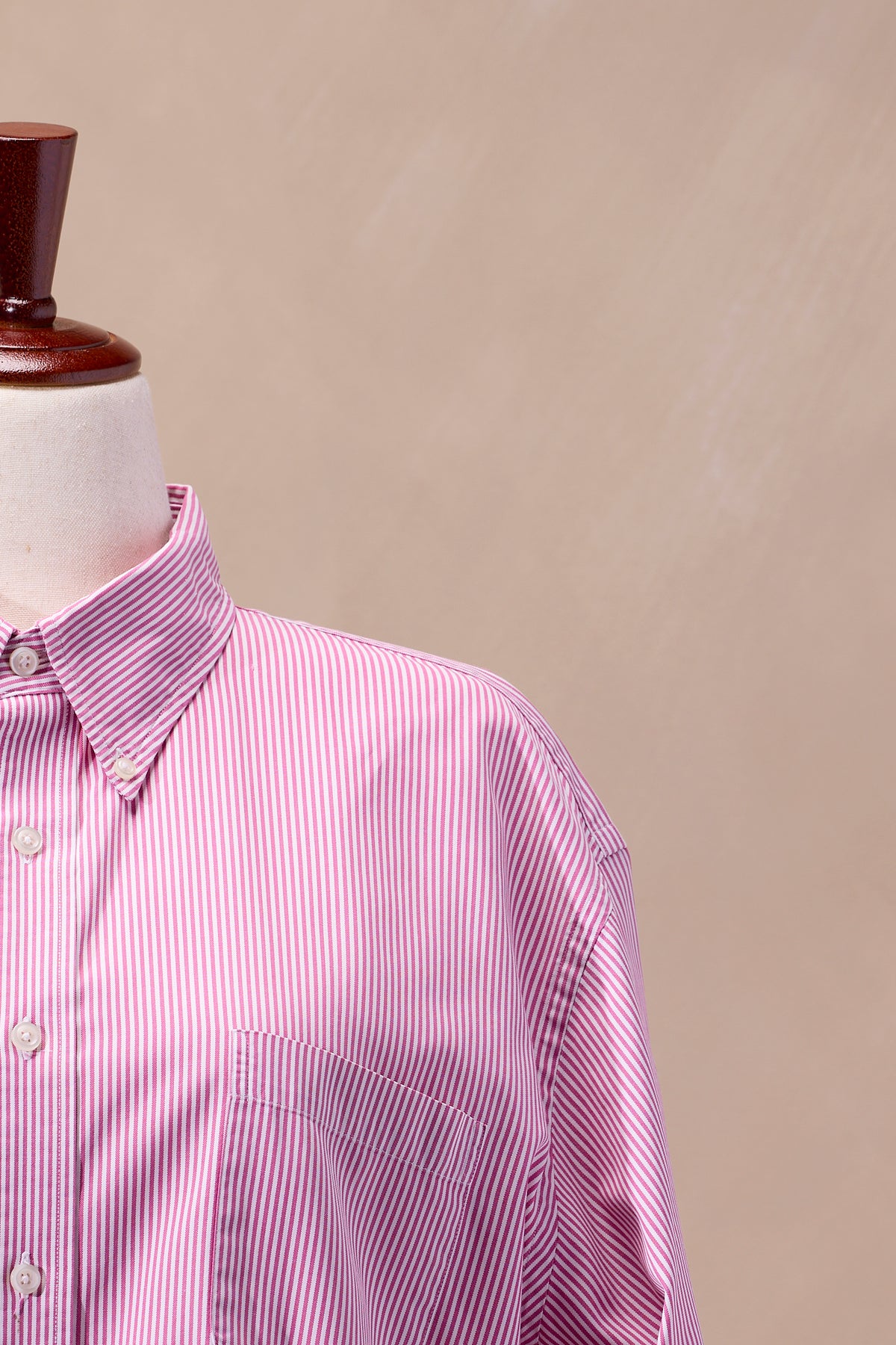 Lands' End Direct Merchants Red & White Striped Cotton Dress Shirt