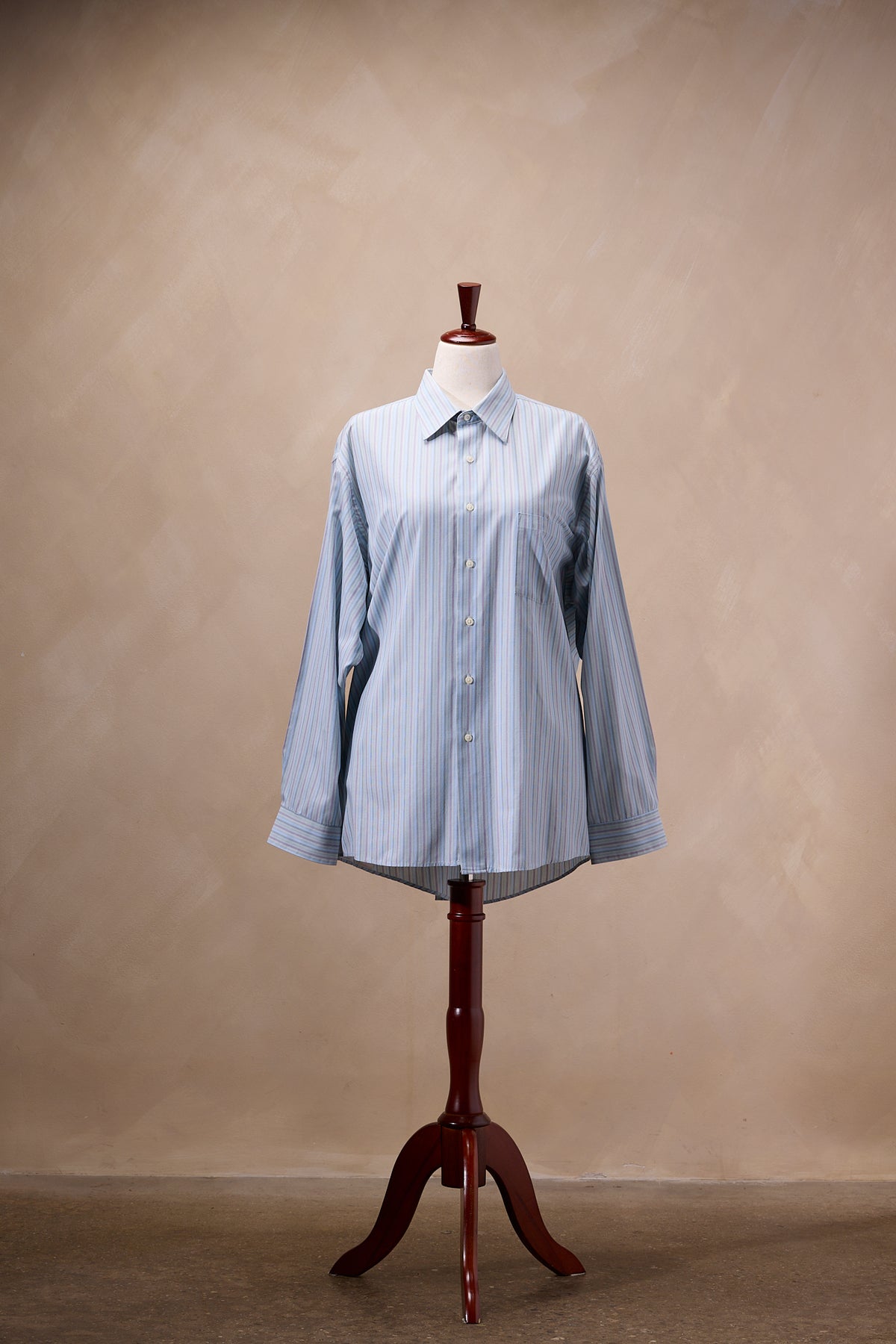 Van Heusen Green & Blue Striped Cotton Dress Shirt