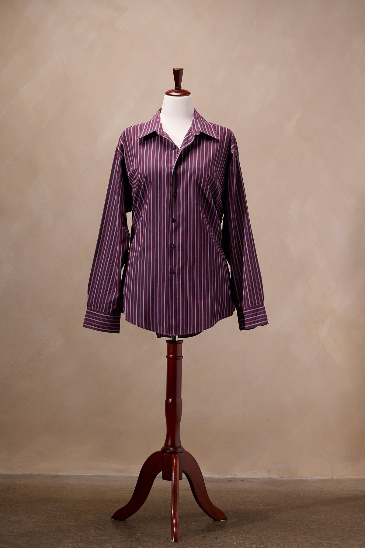 Van Heusen Wine Striped Cotton Dress Shirt