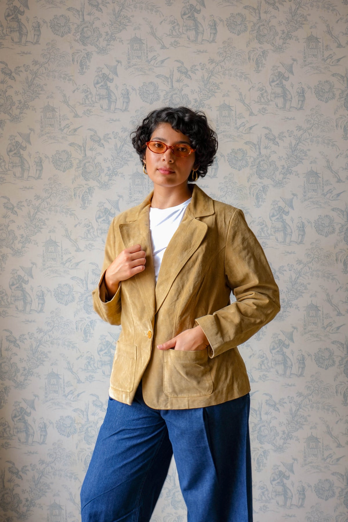 Alfani Woman Camel Leather Blazer