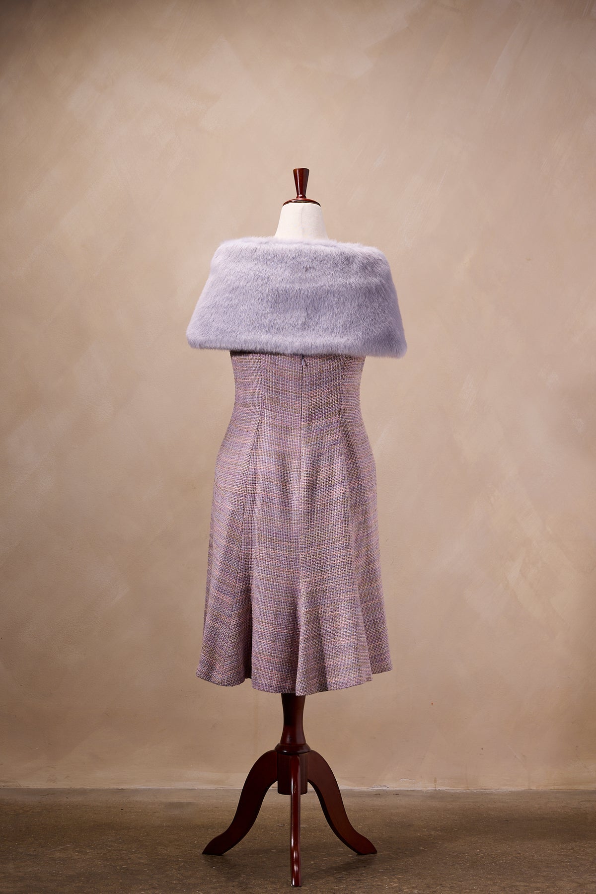 Maggy London Violet Silk Faux Fur & Dress Two-Piece Set