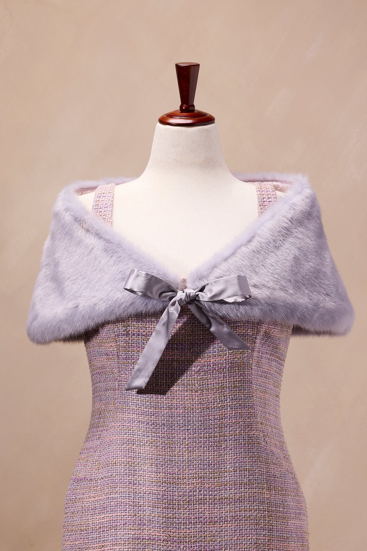 Maggy London Violet Silk Faux Fur & Dress Two-Piece Set