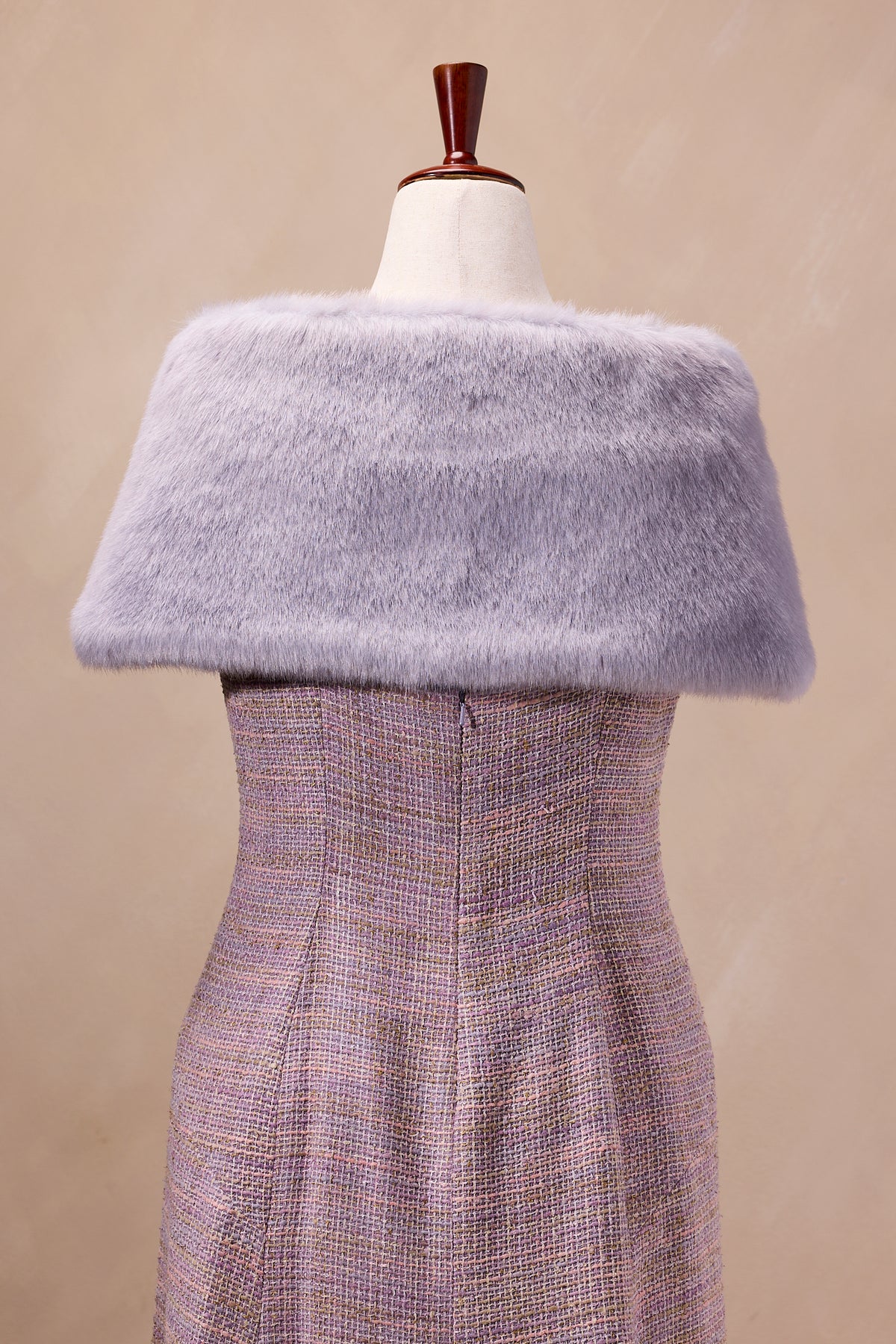 Maggy London Violet Silk Faux Fur & Dress Two-Piece Set