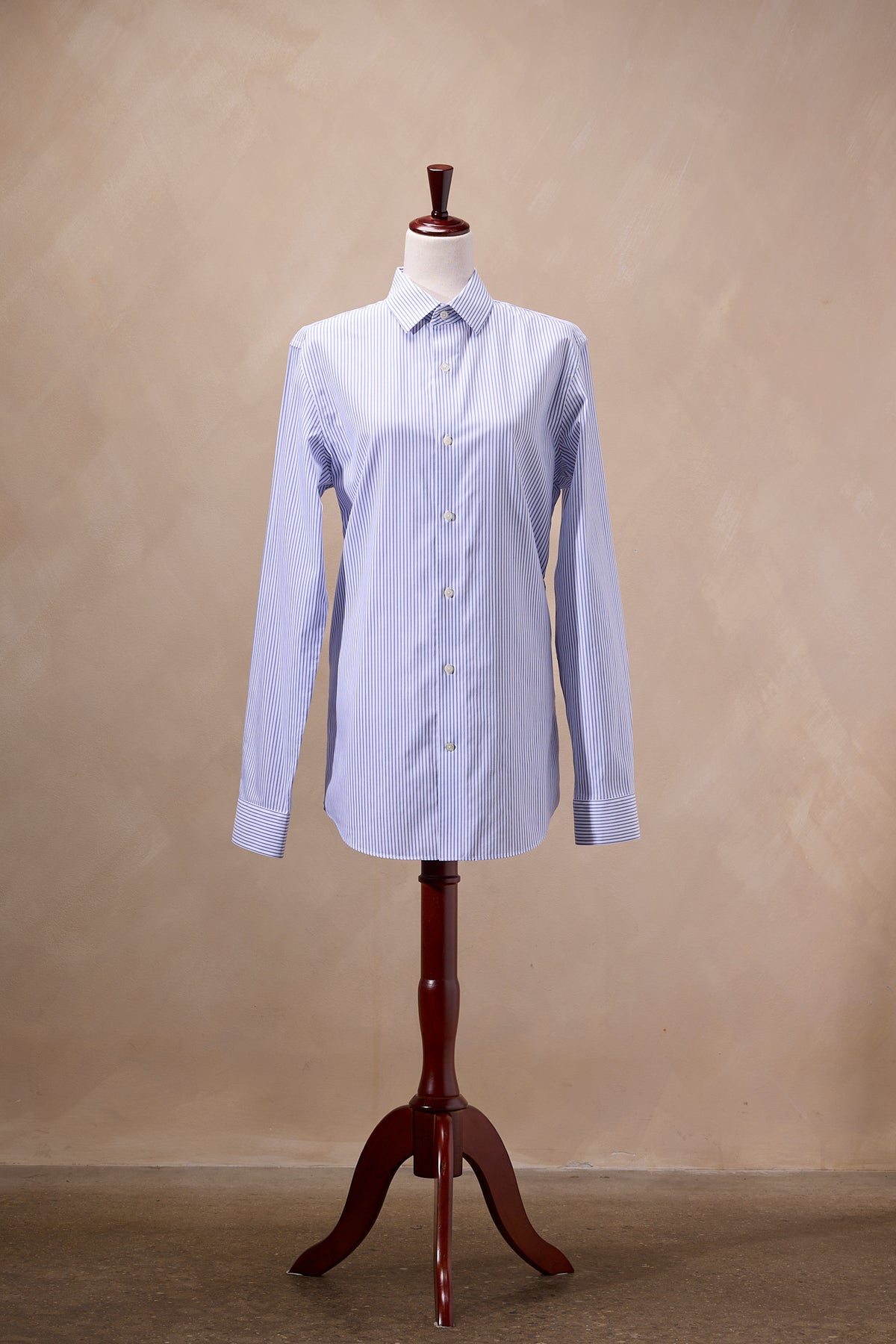 Banana Republic White & Blue Striped Cotton Button-Down Shirt