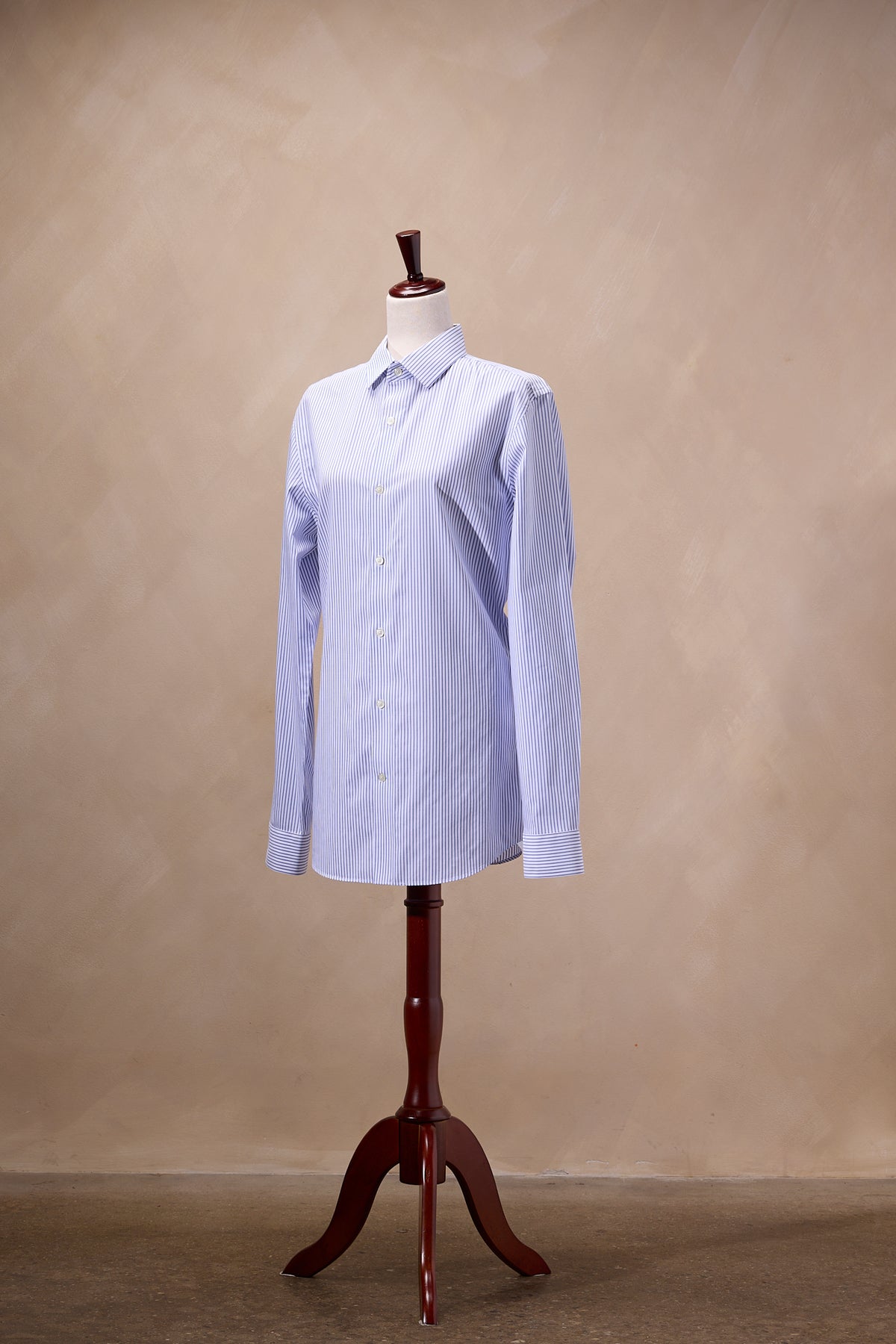 Banana Republic White & Blue Striped Cotton Button-Down Shirt