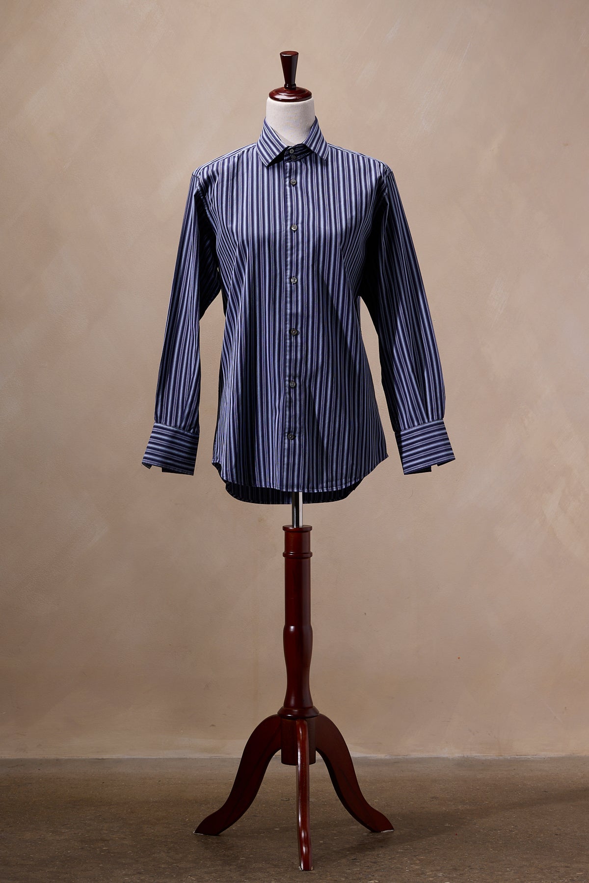 Banana Republic Navy & Blue Striped Cotton Dress Shirt