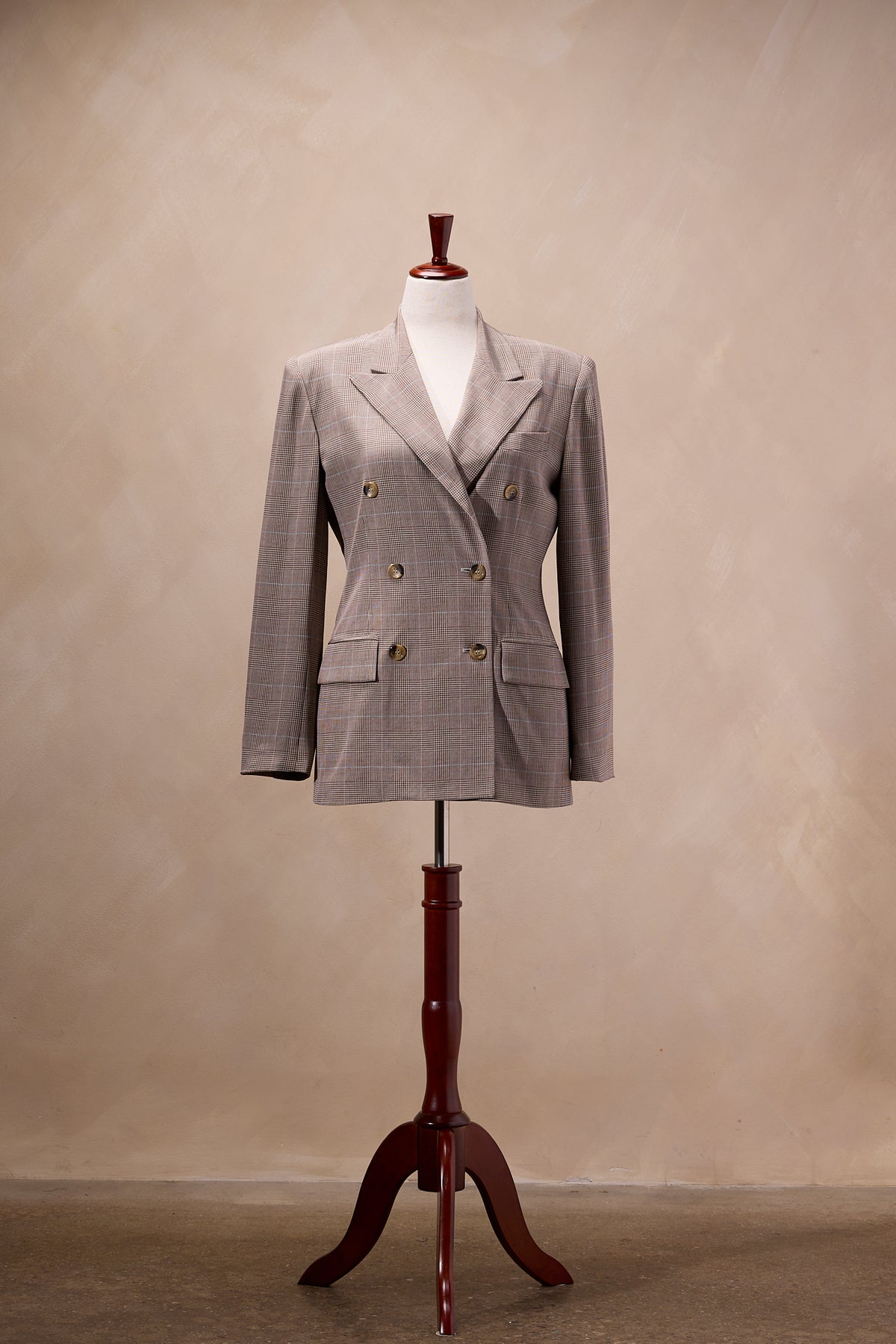 Evan-Picone Light Brown Plaid Silk Blazer