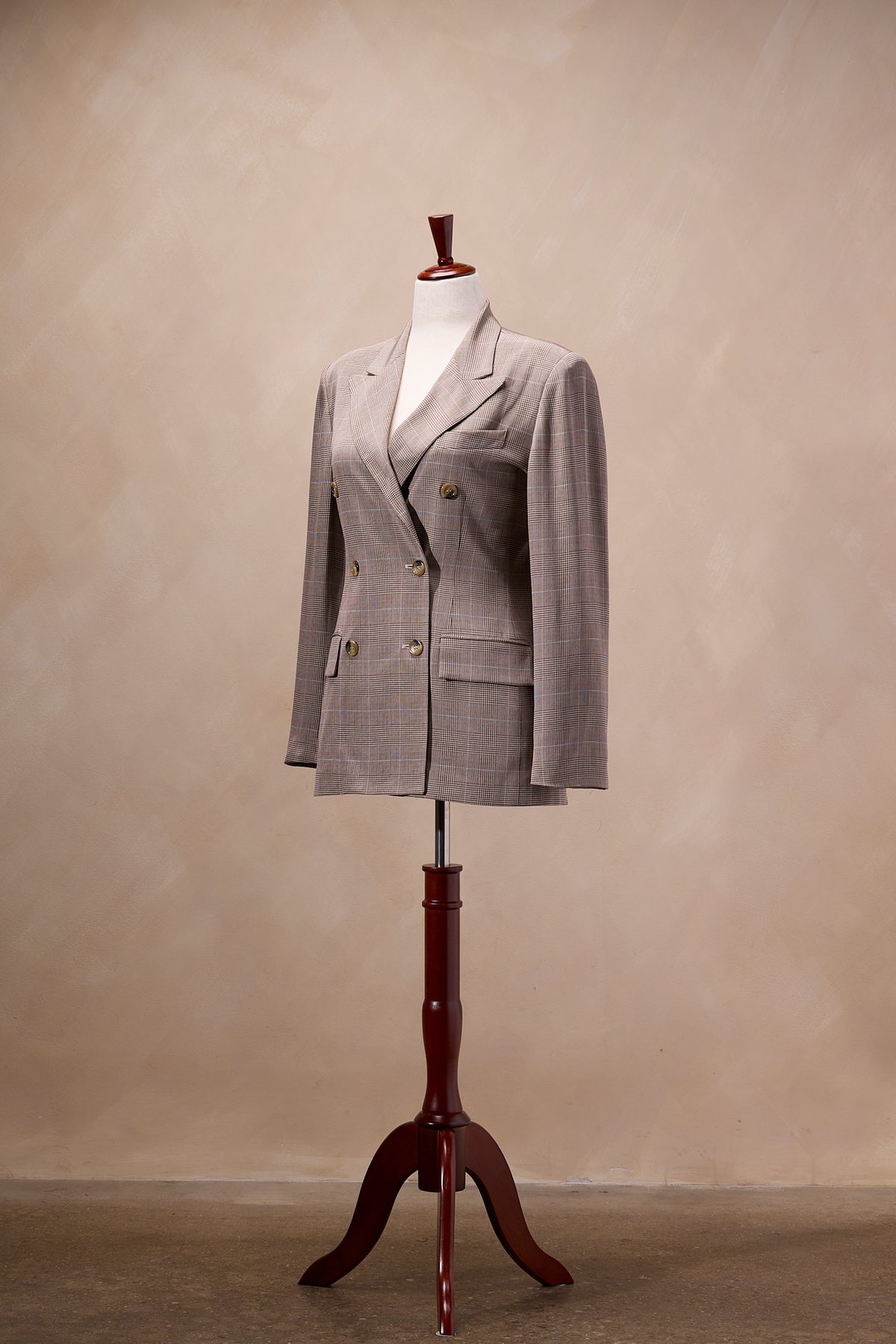 Evan-Picone Light Brown Plaid Silk Blazer