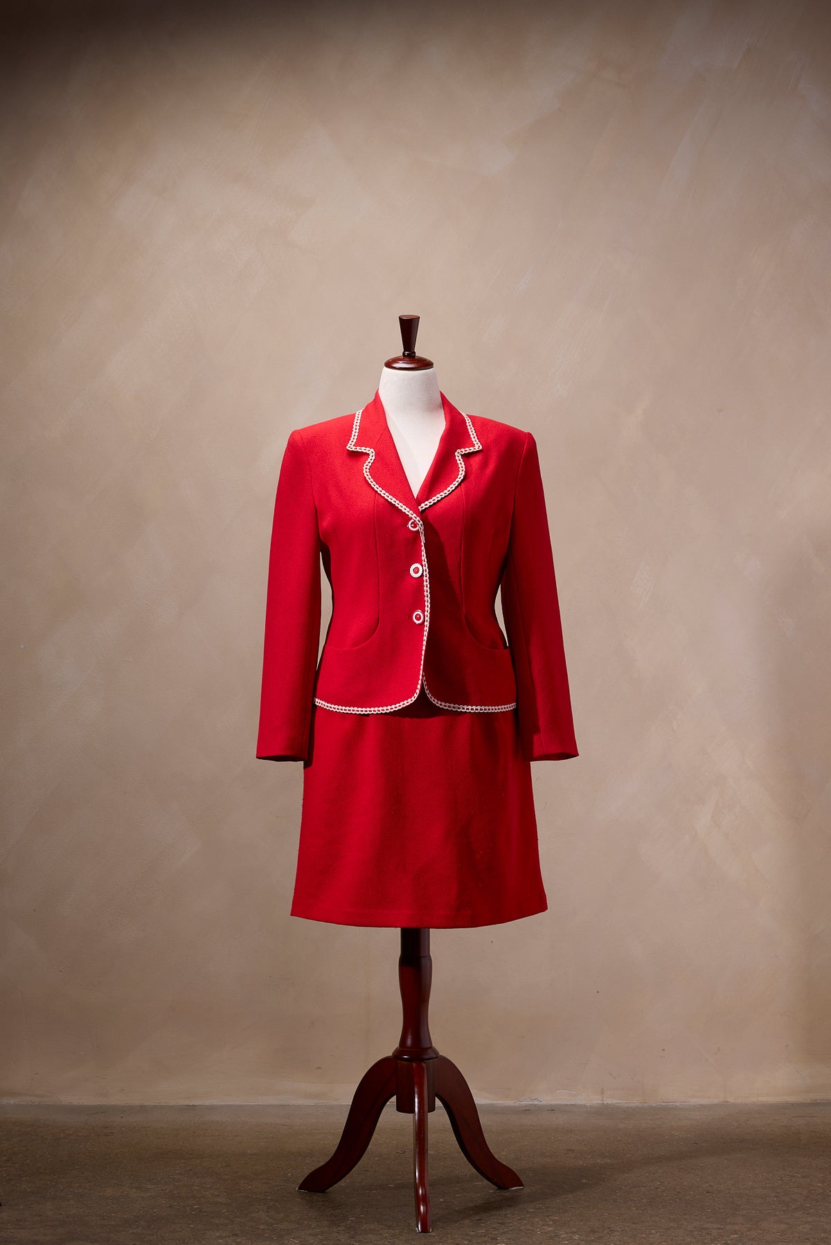 Gold Lee Da Red Blazer & Skirt Suit Set