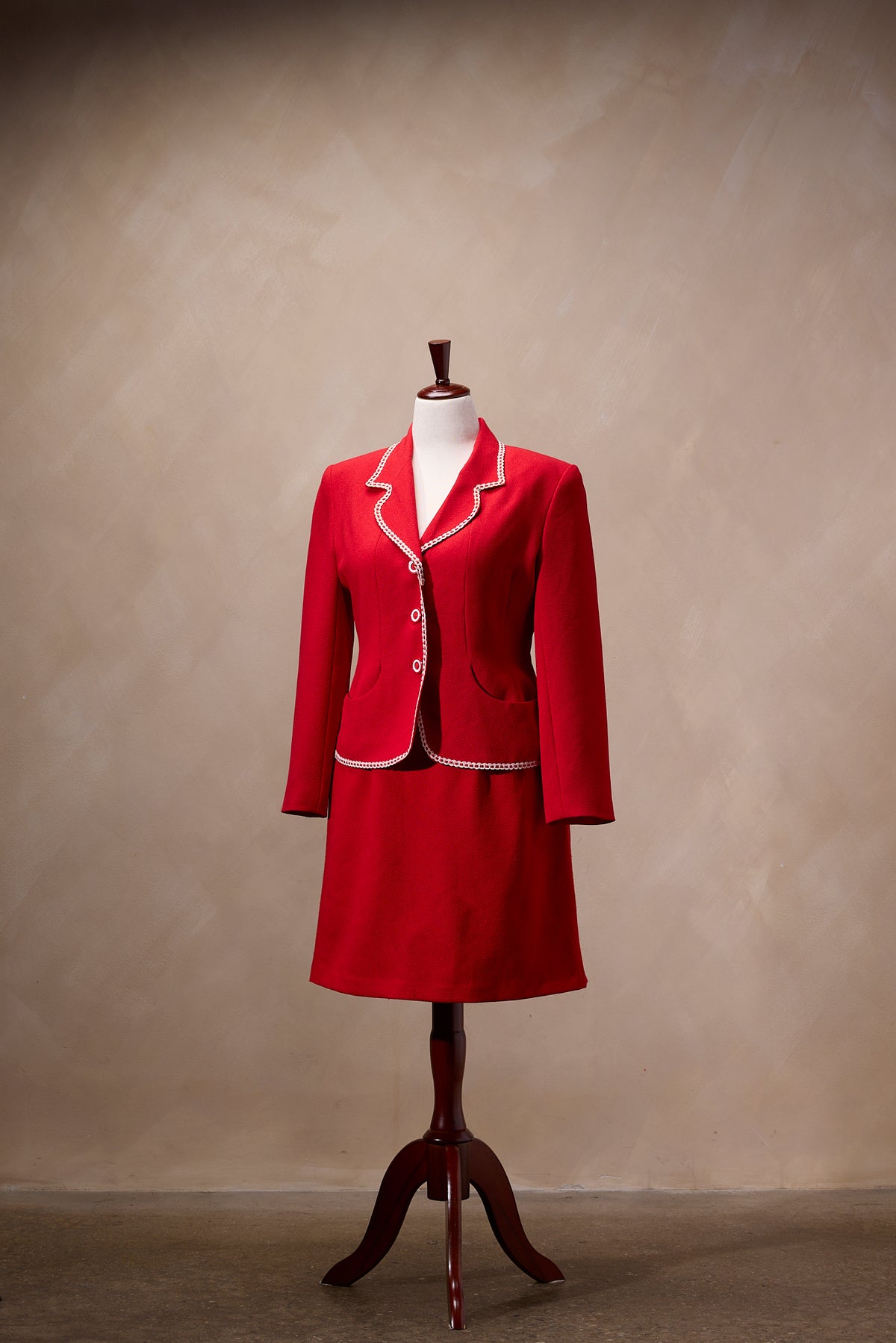 Gold Lee Da Red Blazer & Skirt Suit Set