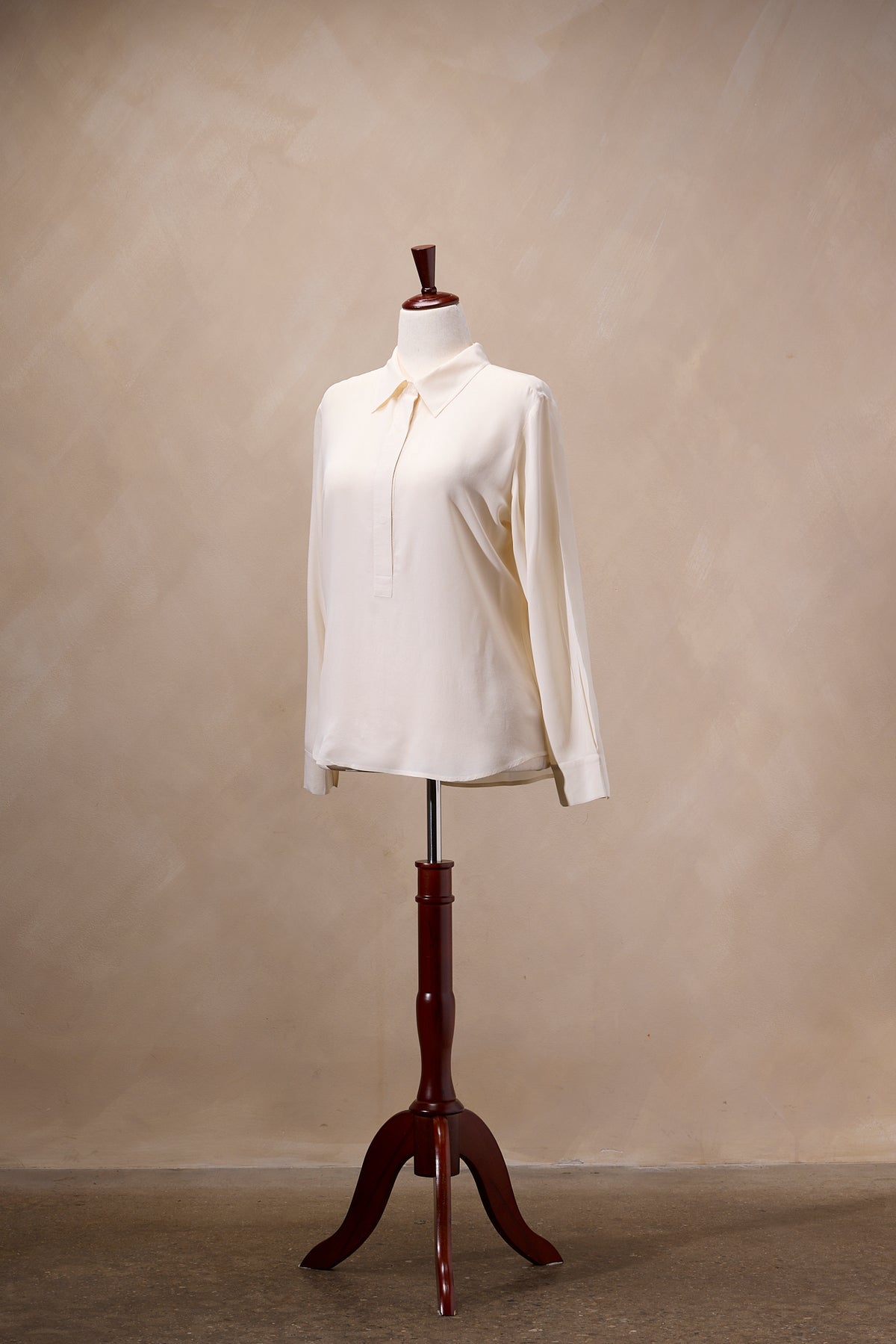 Kathy Ireland Cream Silk Button-Down Shirt