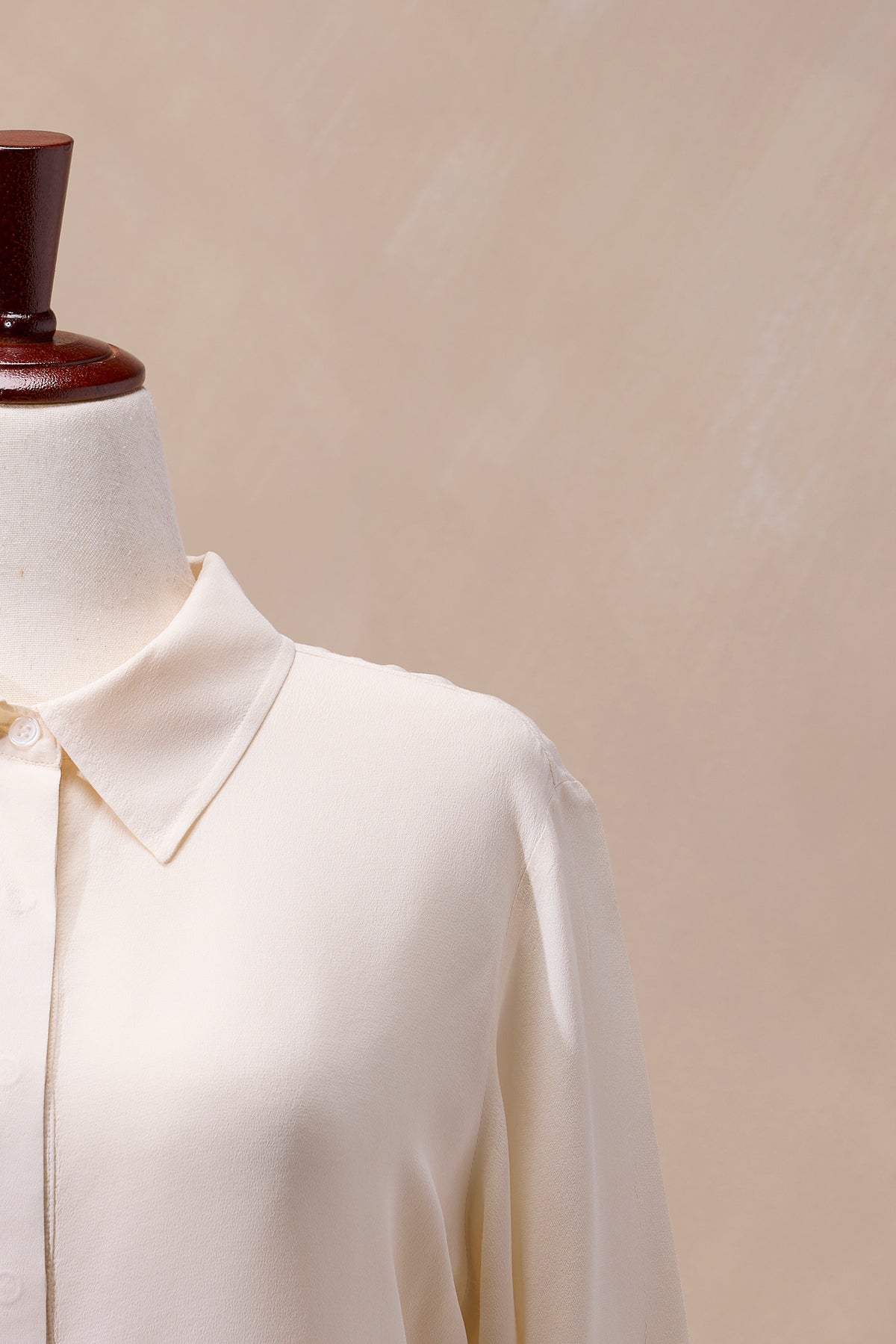 Kathy Ireland Cream Silk Button-Down Shirt