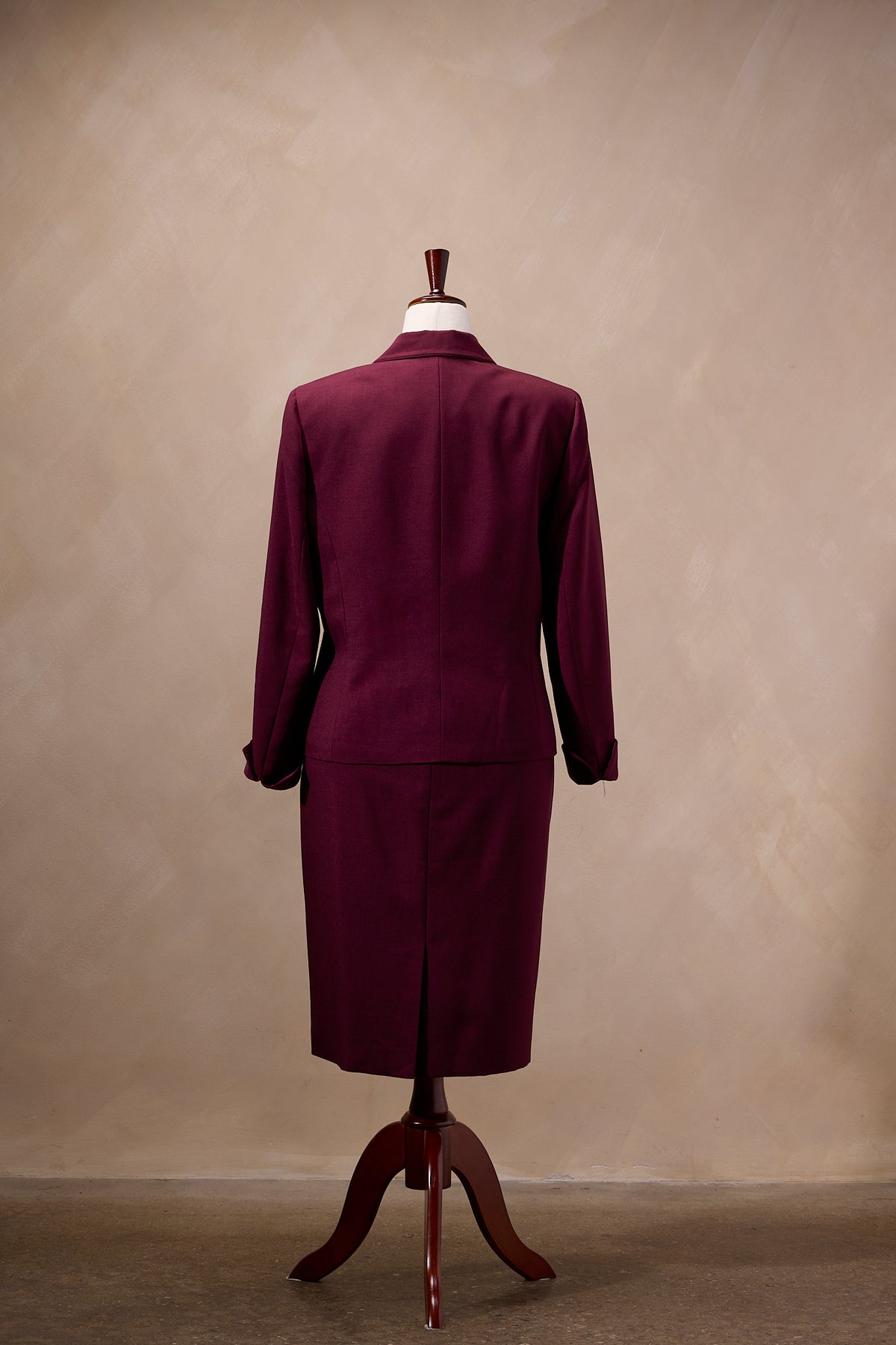 Le Suit Burgundy Red Blazer & Skirt Suit Set