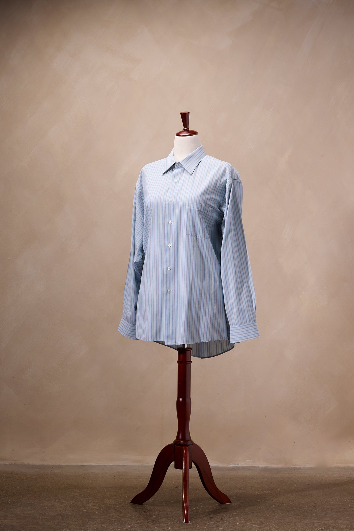 Van Heusen Green & Blue Striped Cotton Dress Shirt