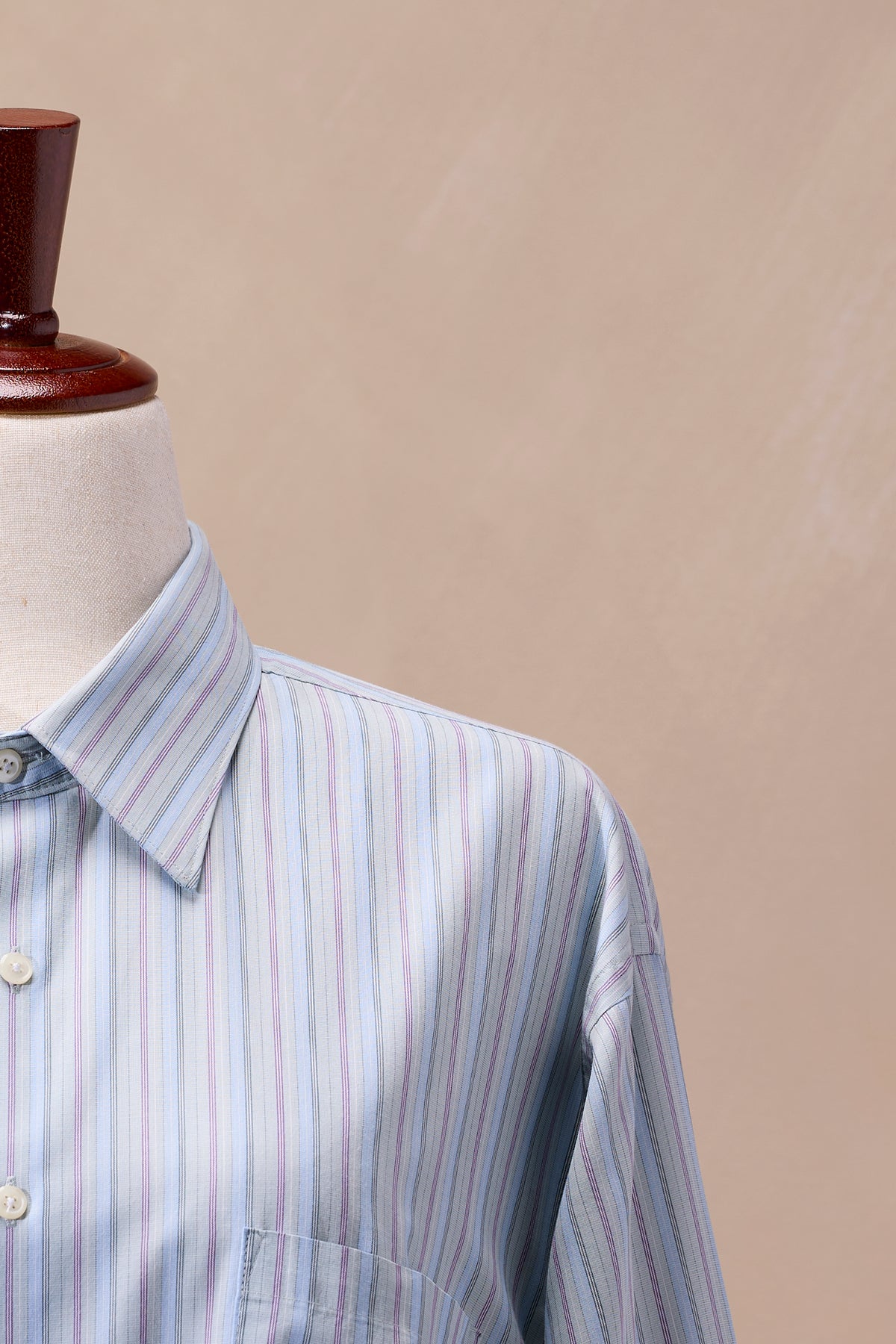 Van Heusen Green & Blue Striped Cotton Dress Shirt