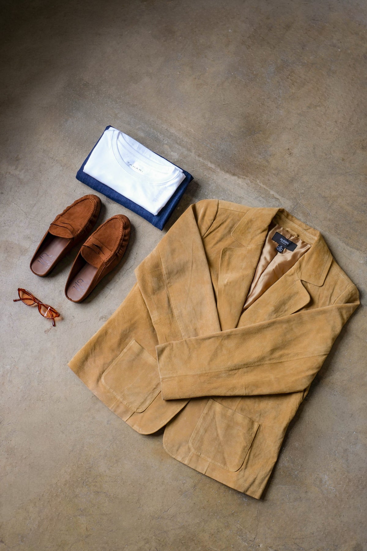 Alfani Woman Camel Leather Blazer