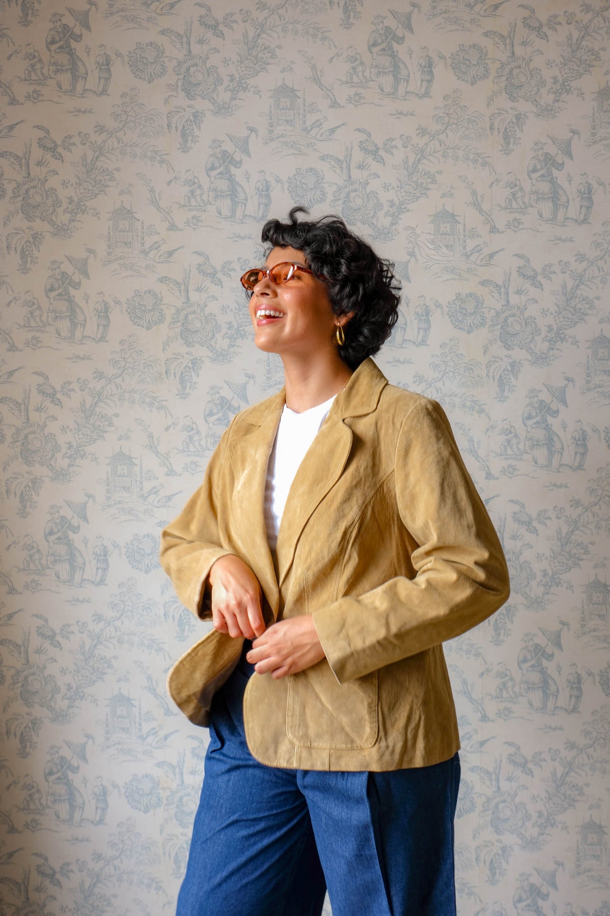 Alfani Woman Camel Leather Blazer