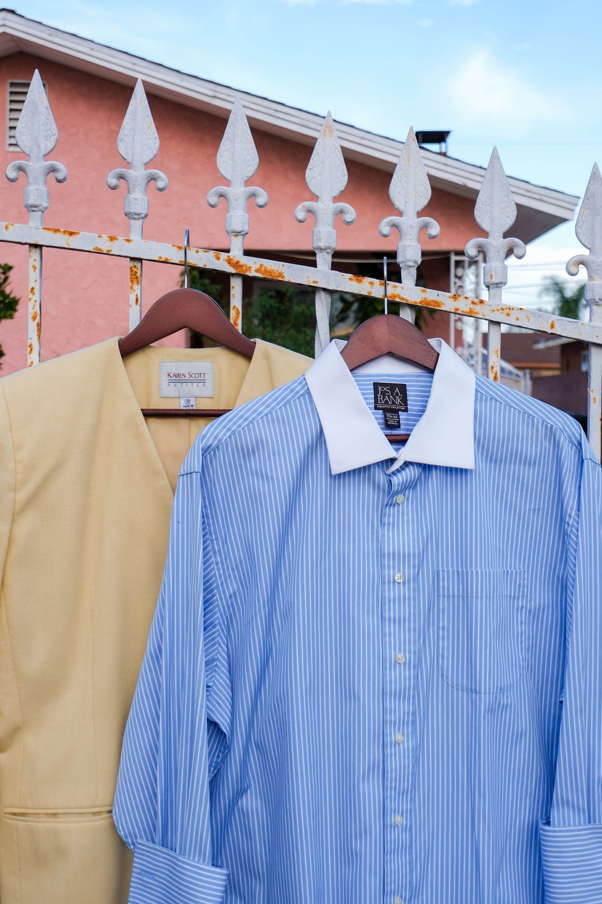 Jos. A. Bank Executive Collection Blue & White Striped Cotton Button-Down Shirt